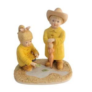 1999 Home Interiors Denim Days Puddle Jumpers Figurine #88013-99